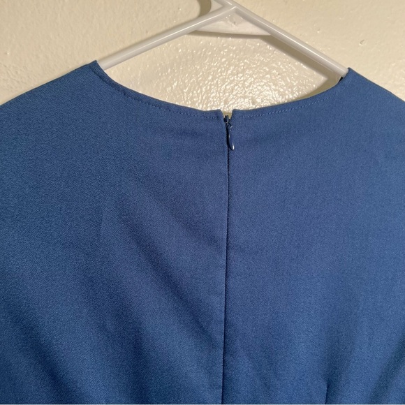 D.d Blouse Ruffle Tulip Sleeve Blue 2 - Picture 11 of 13